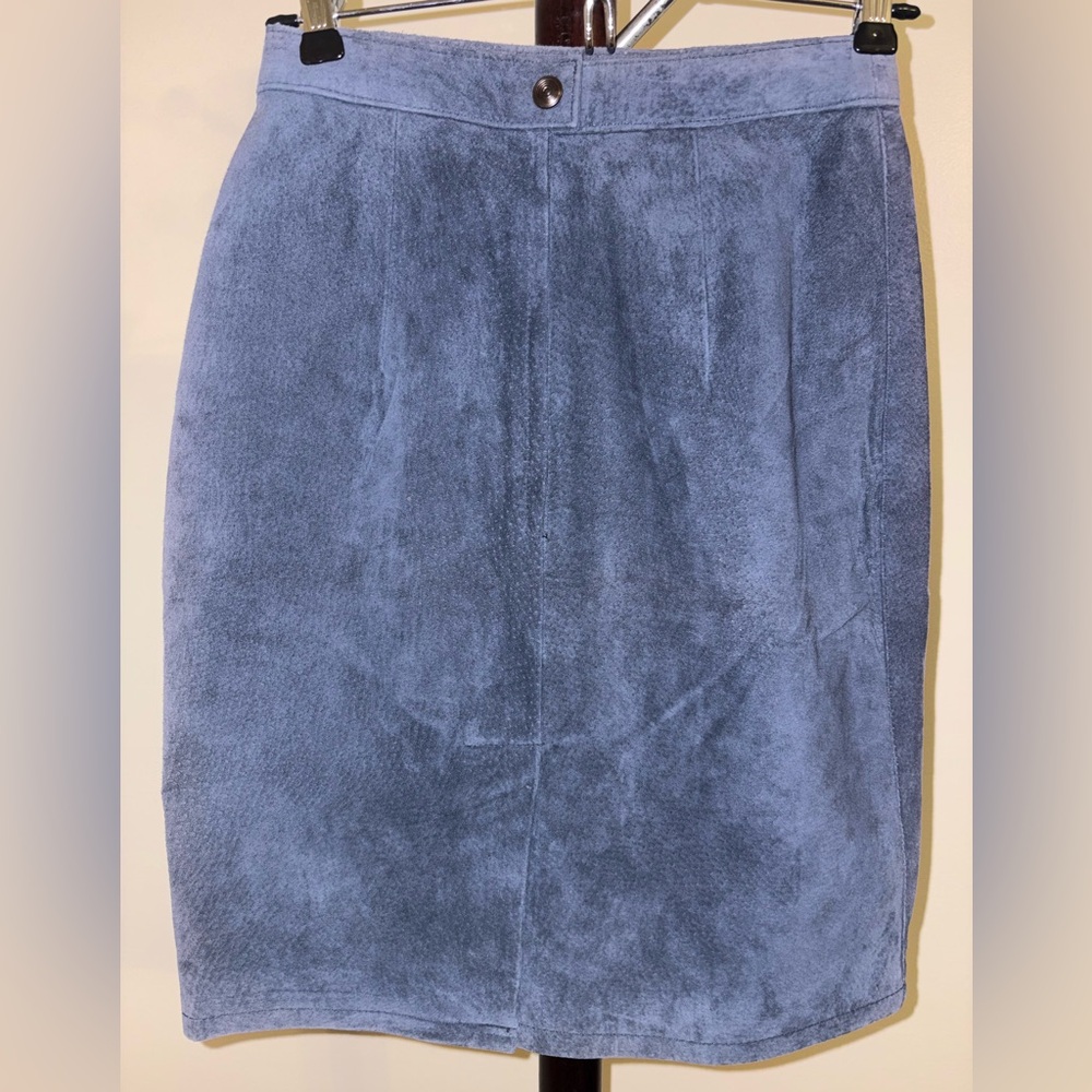 Elegant Blue Suede Skirt